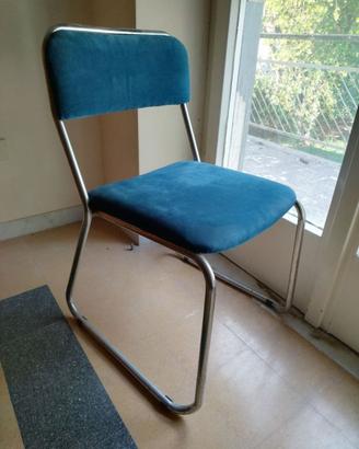 Sedia Vintage in metallo e velluto, anni 70