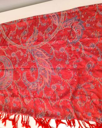Pashmina sciarpa grande 174x67 cm - Rosso/blu
