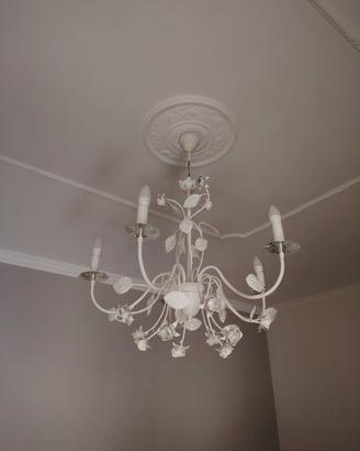 Lampadario shabby chic in ferro battuto  5 luci 