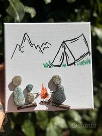 Quadro artigianale " campeggio in famiglia"