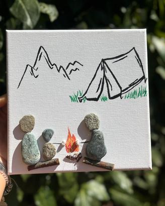 Quadro artigianale " campeggio in famiglia"