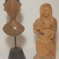 Coppia di sculture in legno