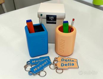 Portapenne e portachiavi  con nome , per Bambini