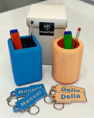 Portapenne e portachiavi  con nome , per Bambini