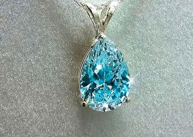 Collana con goccia acquamarina argento 925 NUOVA
