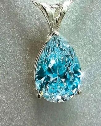 Collana con goccia acquamarina argento 925 NUOVA