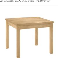 TAVOLO ALLUNGABILE apertura a libro 90*90/180 cm