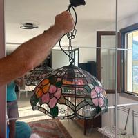 Lampadario da centro volta in vetro colorato