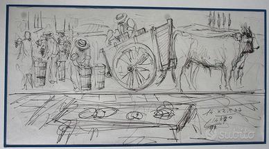 Guttuso Renato (attribuito)- VENDEMMIA SICILIANA