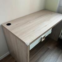 Scrivania bianco/faggio 120x58 con cassetto