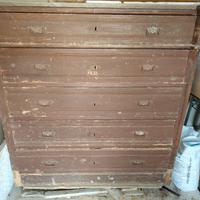 Comò, cassettiera antica in legno con marmo