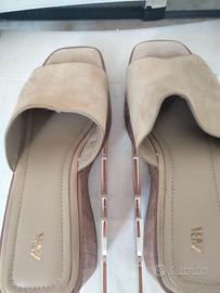 Sandali sabot con zeppa in sughero Zara - Camoscio