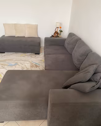 Divano Angolare con Penisola + Pouf