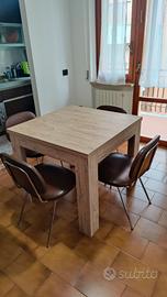 Tavolo quadrato allungabile 90cm + 4 poltroncine 