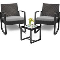 set sedie a dondolo e tavolino per terrazzo