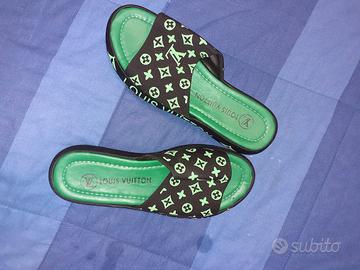 Ciabatte donna Louis Vuitton col. nero-verde TG.41