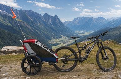 rimorchio per bicicletta convertibile a passeggino