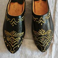 Scarpe artigianali babouche in pelle etniche ricam