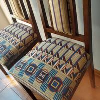 Coppia sedie in noce rivestite con tessuto Missoni