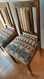 Coppia sedie in noce rivestite con tessuto Missoni
