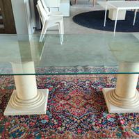 Tavolo con colonne marmo e legno marmorizzato