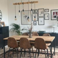Set per salotto tavolo + sedie + lampadario