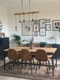 Set per salotto tavolo + sedie + lampadario