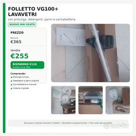 Folletto VG100+ lavavetri nuovo con accessori