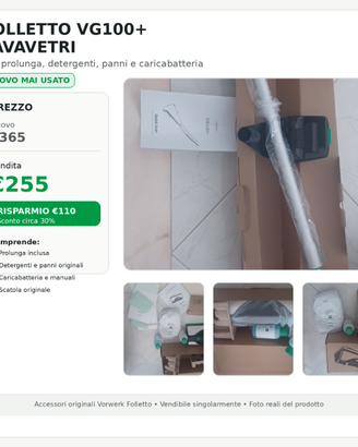 Folletto VG100+ lavavetri nuovo con accessori
