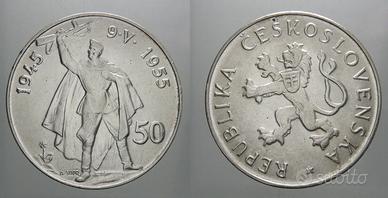 CECOSLOVACCHIA 50 KORUN 1955 IN ARGENTO 900