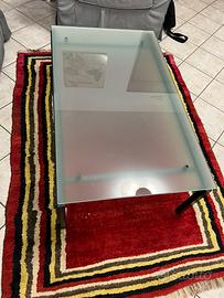 Tavolino da Salotto in Cristallo e Acciaio