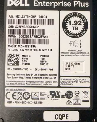 Hd ssd sas 2,5” 1,92 tb dell per server