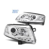 FARI PER AUDI A6 4F 04-08 TUBE LIGHT FONDO CROMATO