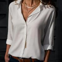 Camicetta casual in chiffon a maniche lunghe donna