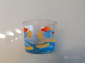 Tazza vetro decoro blu
