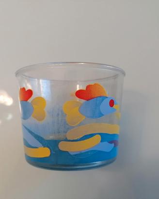 Tazza vetro decoro blu