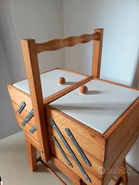 Portalavoro/Portacucito a fisarmonica in Legno