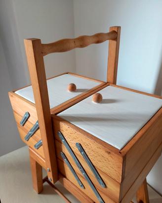 Portalavoro/Portacucito a fisarmonica in Legno