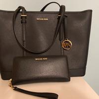 Set Michael Kors borsa tote + portafoglio pochette