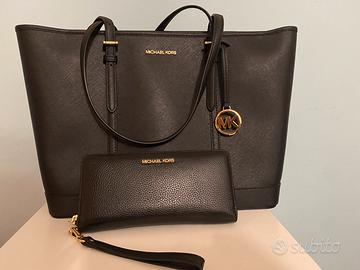 Set Michael Kors borsa tote + portafoglio pochette