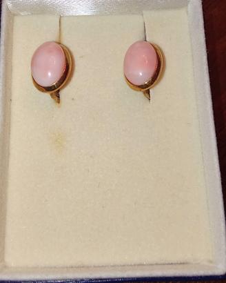 ORECCHINI ORO GIALLO 18KT CORALLO ROSA