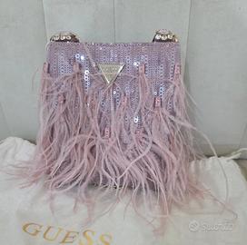 Borsa donna GUESS Clutch Misea Piume Rosa - NUOVA!