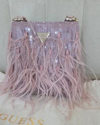 Borsa donna GUESS Clutch Misea Piume Rosa - NUOVA!