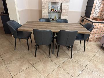 Tavolo Moderno 180x90 + 6 Sedie Antracite