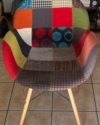 Sedia poltroncina patchwork multicolore