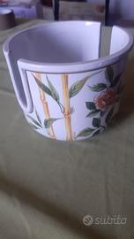 Vaso porcellana tema fiori e bambu