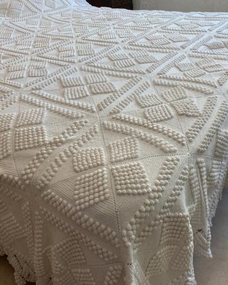 Antica coperta cotone bianco a mano Magnifica