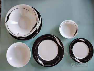 servizio da 12 porcellana bianco e nero