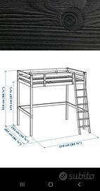 Letto a soppalco Ikea in legno nero