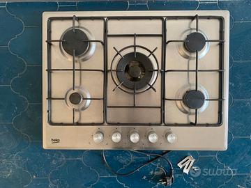 piano cottura gas inox 5 fuochi Beko